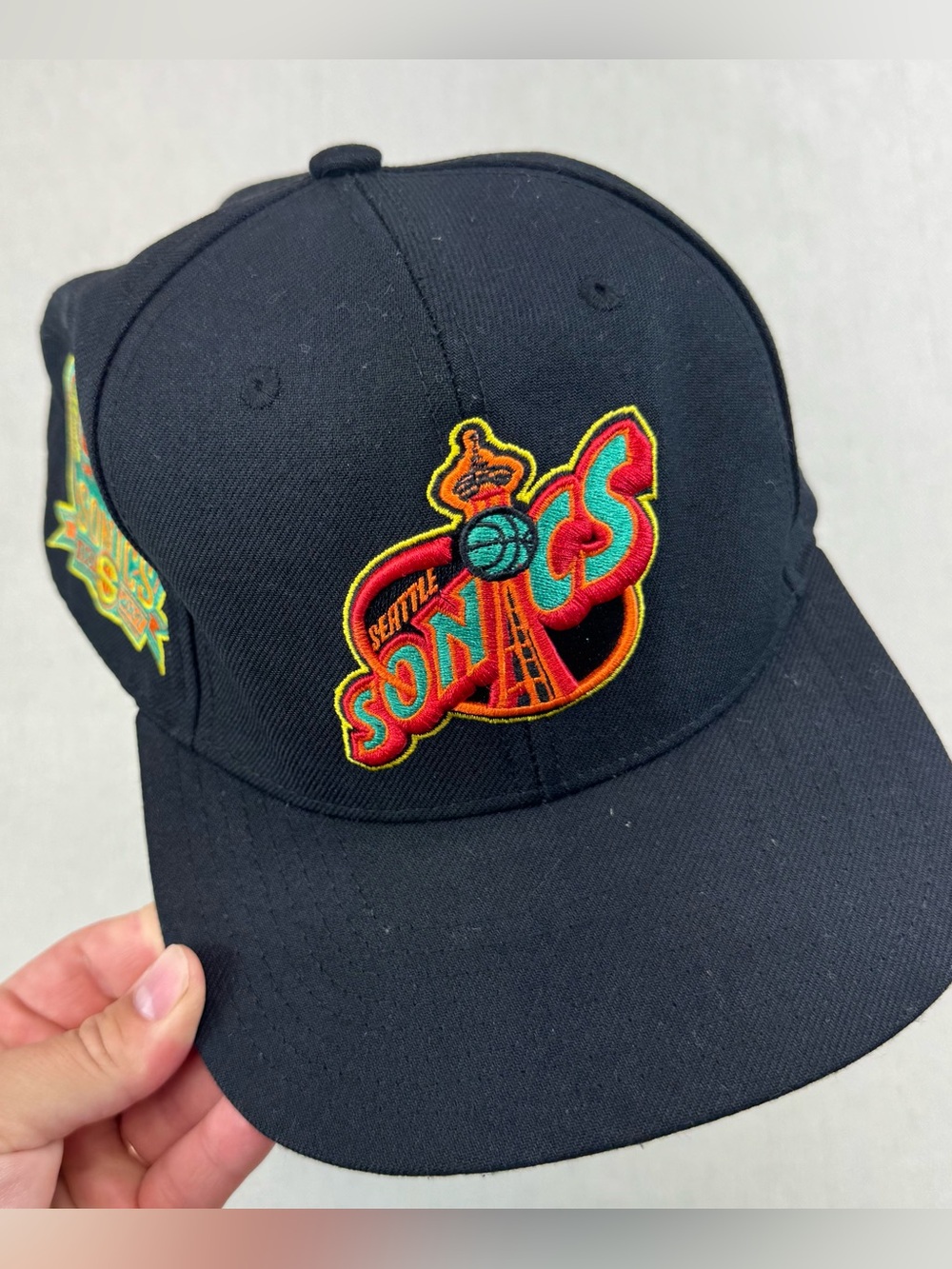 Seattle SuperSonics 2007 Black Mitchell & Ness Fitted Hat 7 5/8 HWC Patch